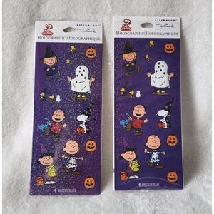 Hallmark Stickeroni Peanuts Halloween Stickers Hollographic New 6 Sheets